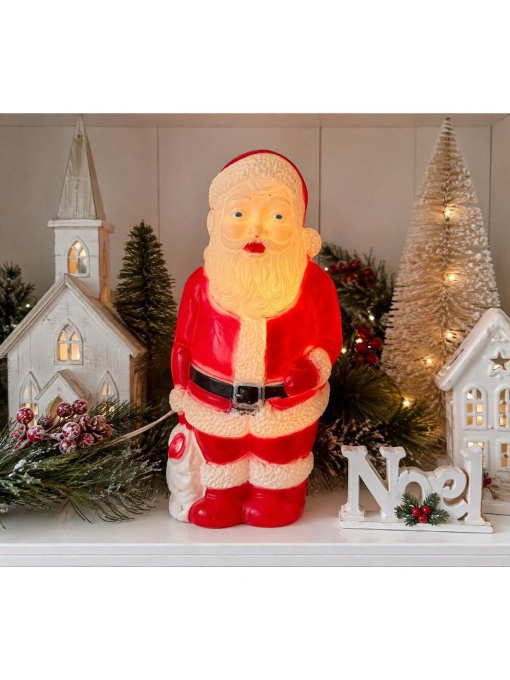 Vintage Union Products Santa Claus 14" Lighted Blow Mold Christmas Works
